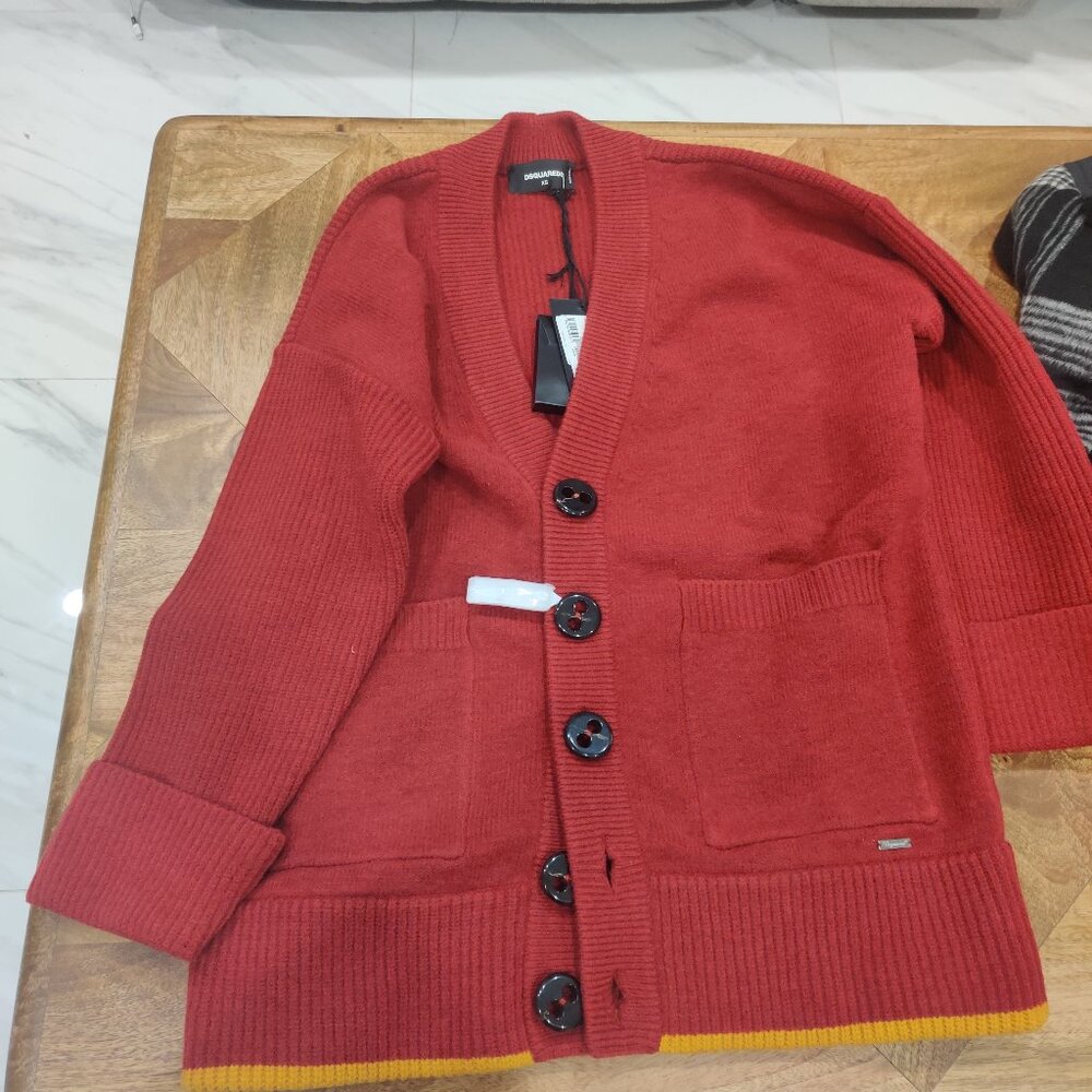 DSQUARED wool cardigan size XS new Oversized fit   $1786.00